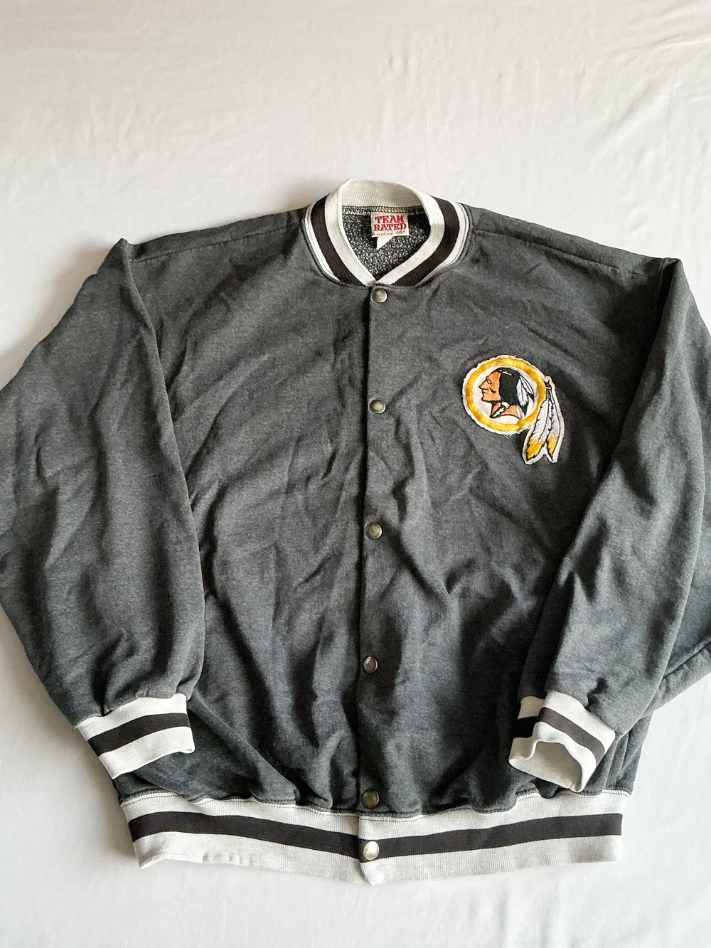 Vintage Washington Redskins NFL Football Gray Snap Letter Jacket Size XL Youth